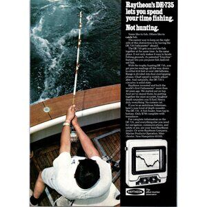 1971 Raytheon DE-735 Fathometer Depth Fish Finder Vintage Print Ad Fishing Art